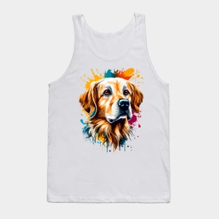 Golden Retriever Dog - Cute Golden Retriever Colourful Tank Top